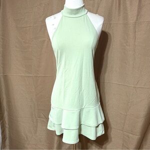 PrettyLittleThing Mint Green Halter Dress with Ruffle Hem